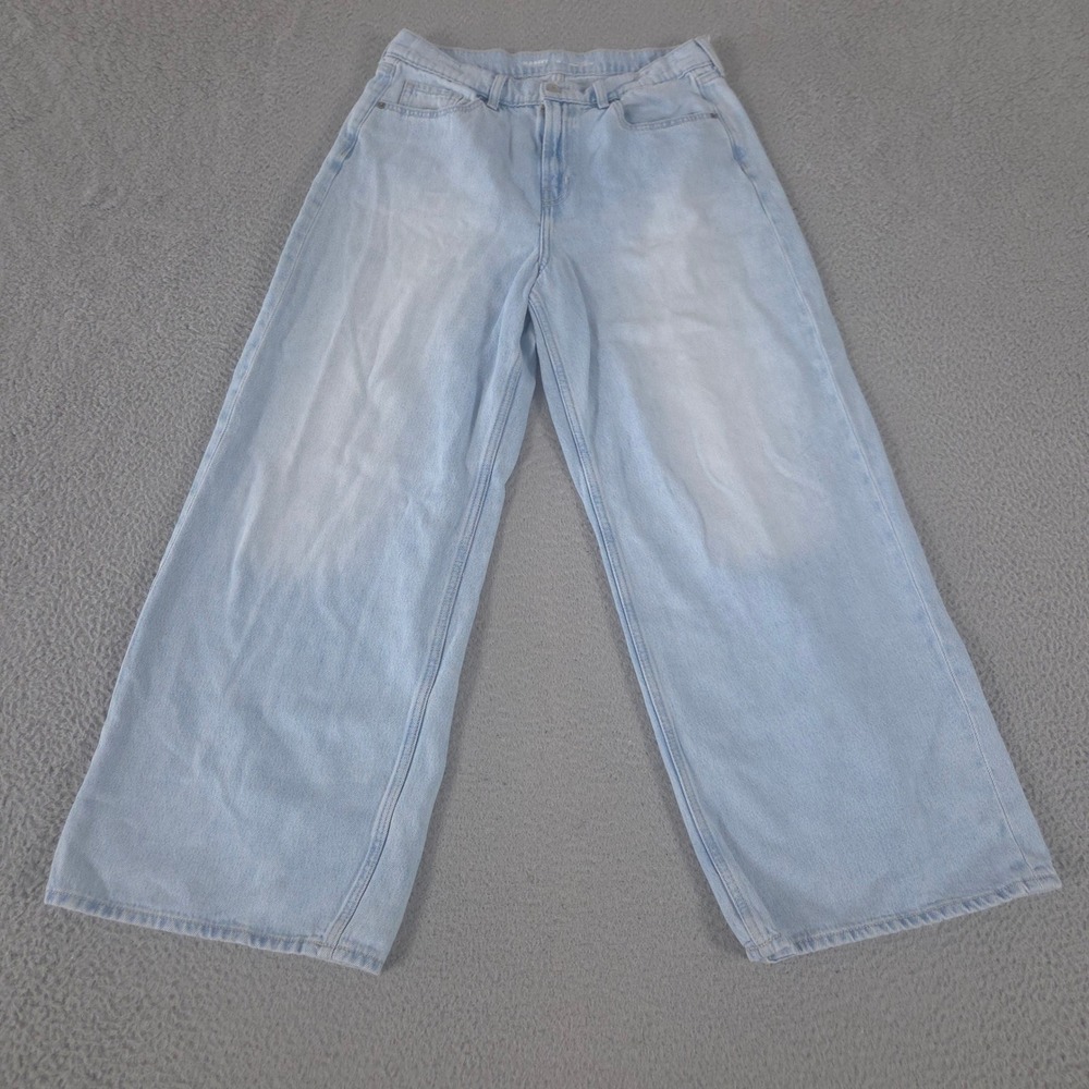 Old Navy Jeans Womens 10 Light Wash Baggy Wide-Leg Cotton Lyocell High-Waisted